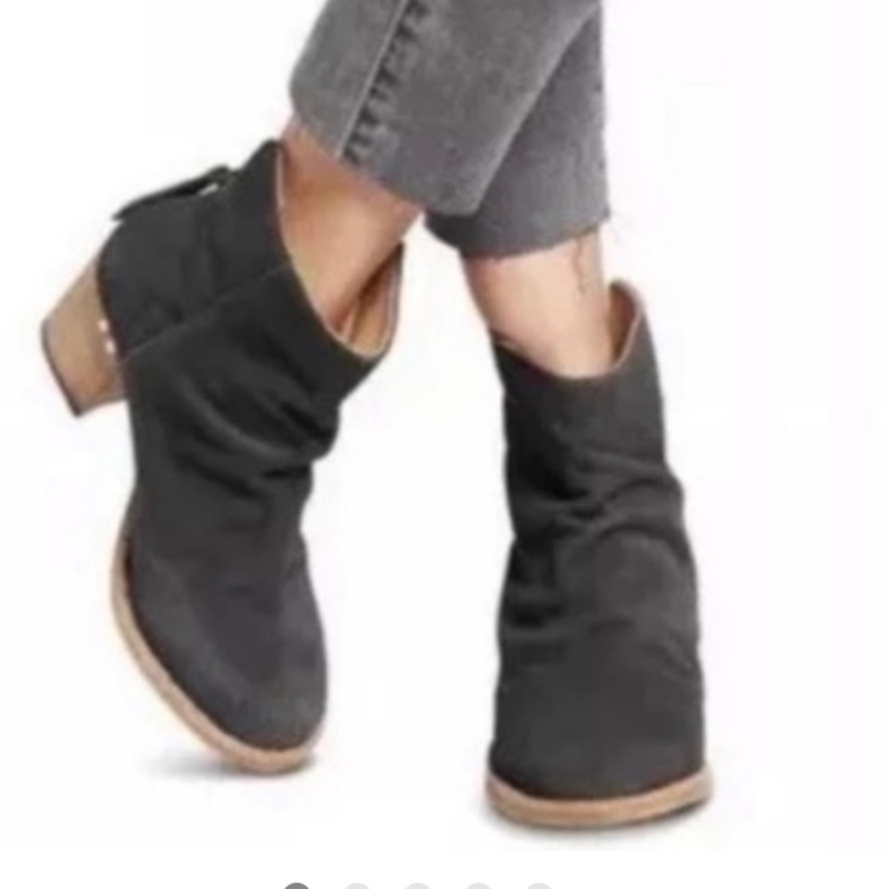 Beek by Two Birds Strix Suede Bootie Charcoal Gray size 7 Slouched Anthropologie